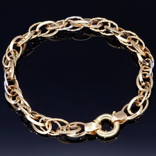 Goldarmband Armband 585 14 K ECHT Gold 20cm 7mm Breit Bicolor NEU Ankerarmband