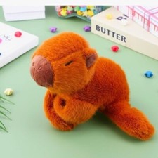 Dark brown capybara slap bracelet plush stuffed animal jewelry toy doll