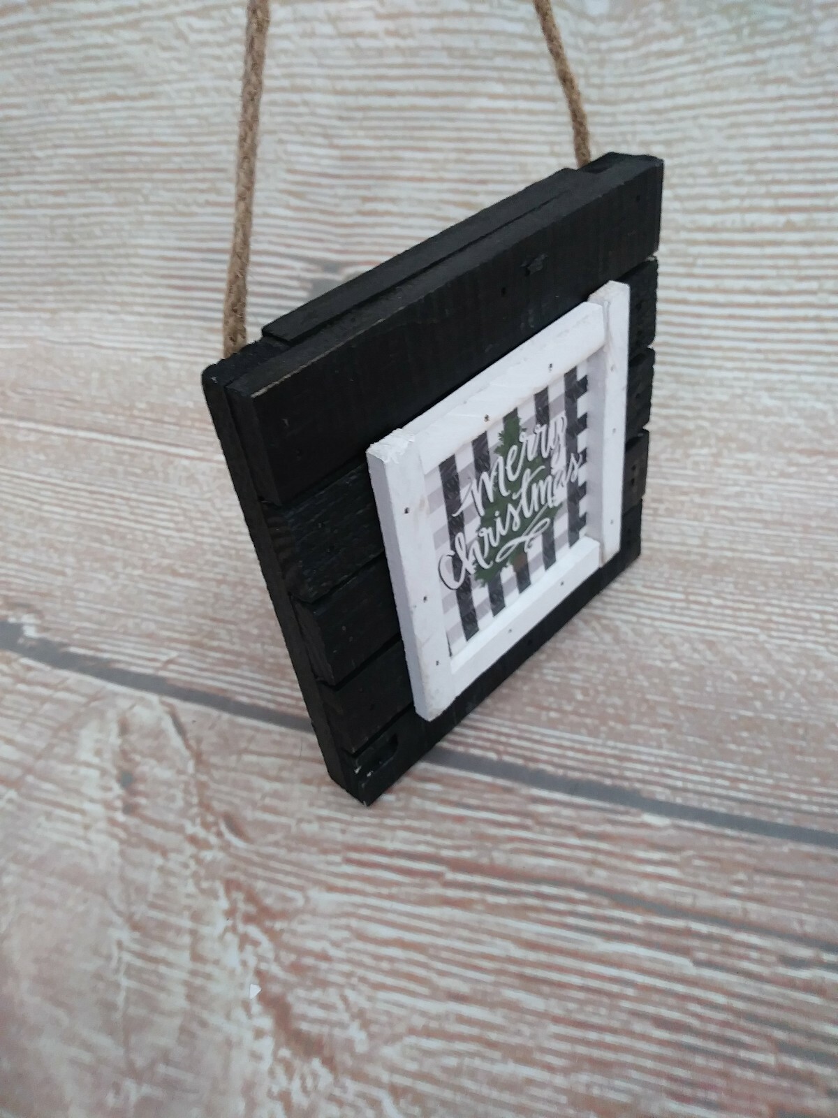 New! 'Merry Christmas Farmhouse Winter Holiday Wooden Pallet Sign Buffalo Check