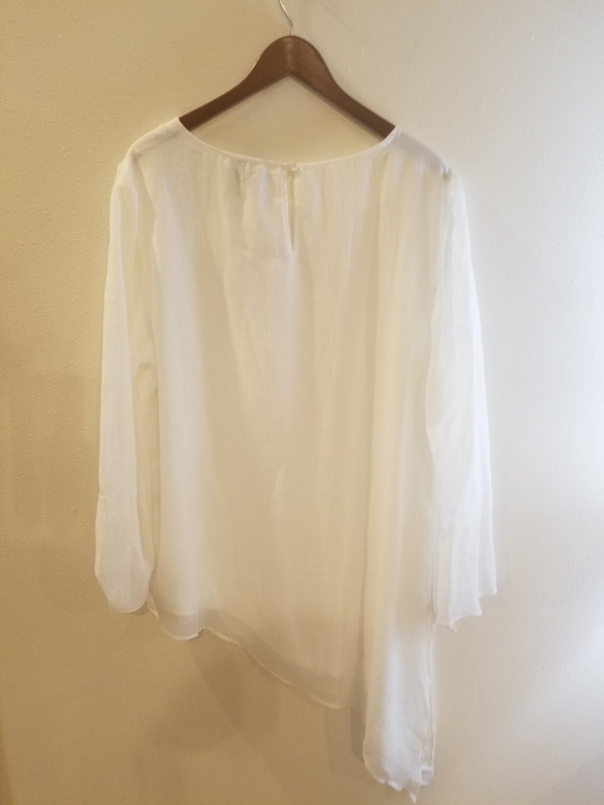 Chico's Travelers Asymetrical Drama Hem 3/4 Sleeve Top Size 3 New With ...