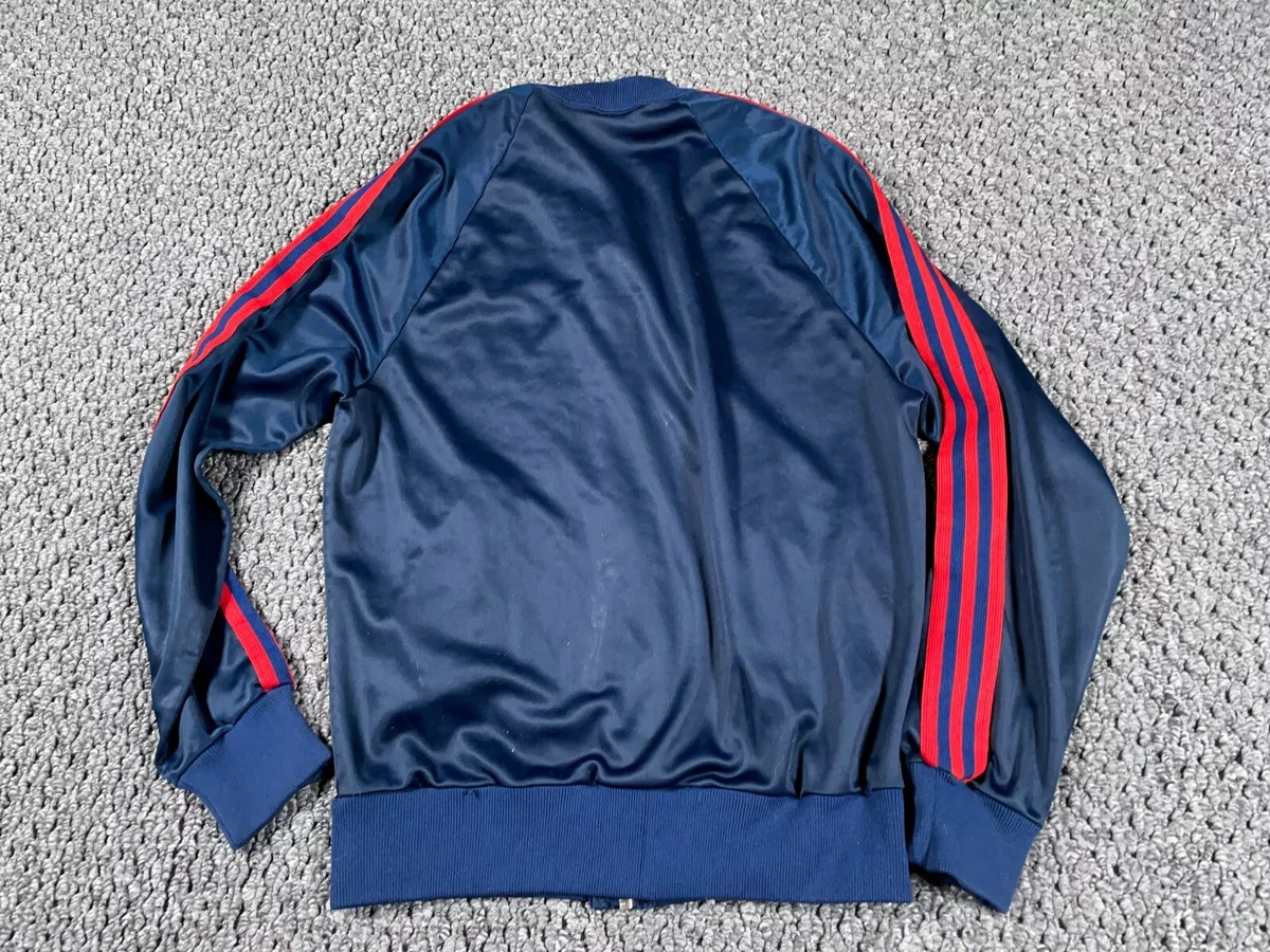 VTG 80s adidas ATP Keyrolan Trefoil Track Jacket Adult Small Dark Blue Red  USA