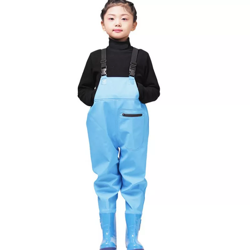Kids Outdoor PVC Chest Wader Waterproof Pants Boots Rain-proof Fishing  Playing