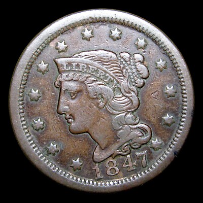 1847 Braided Hair Large Cent Penny ---- Nice Coin ---- #679R | eBay
