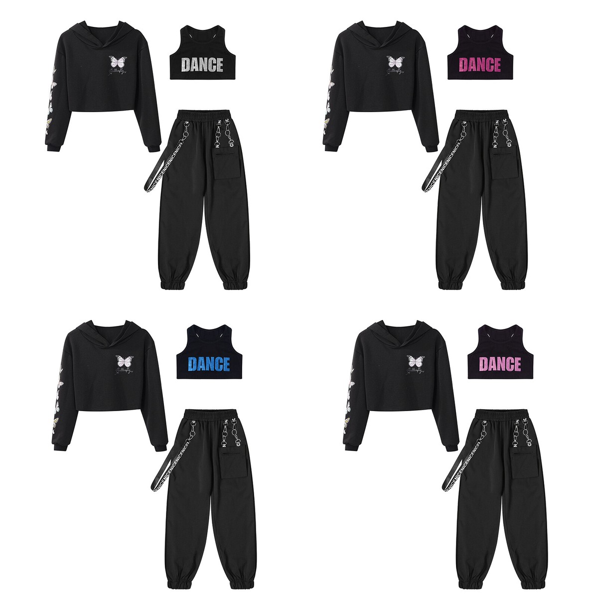 Conjunto de chándal para niñas Práctica 3 piezas Chaleco de gimnasia Sudadera y pantalones