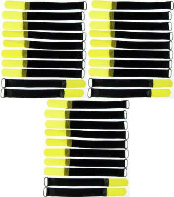 30x Hook and Loop Cable Ties 160x16mm Yellow Cable Ties Cable Hook and Loop Cable Hook and Loop Eyelet