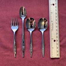 4 Infant  Baby Oneidacraft Deluxe Lasting Rose Oneida Stainless Steel NICE 
