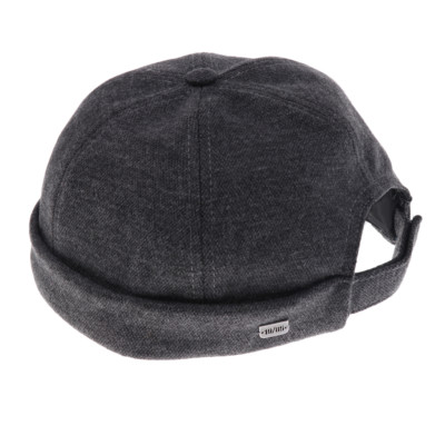Herrenmode dunkelgrau Docker Mütze Totenkopfkappe Matrose gerollte Manschette Beanie