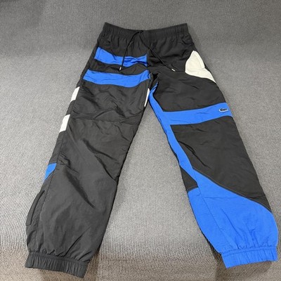 Lacoste Track Pants Mens Small Vintage Black Blue Colorblock Elastic Waist