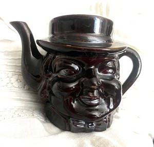 Molasses Glaze Toby Jug Teapot w/Lid Some Paint Left