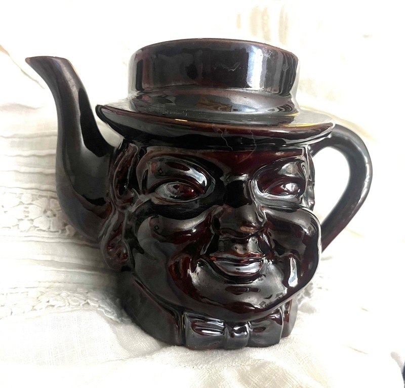 Molasses Glaze Toby Jug Teapot w/Lid Some Paint Left