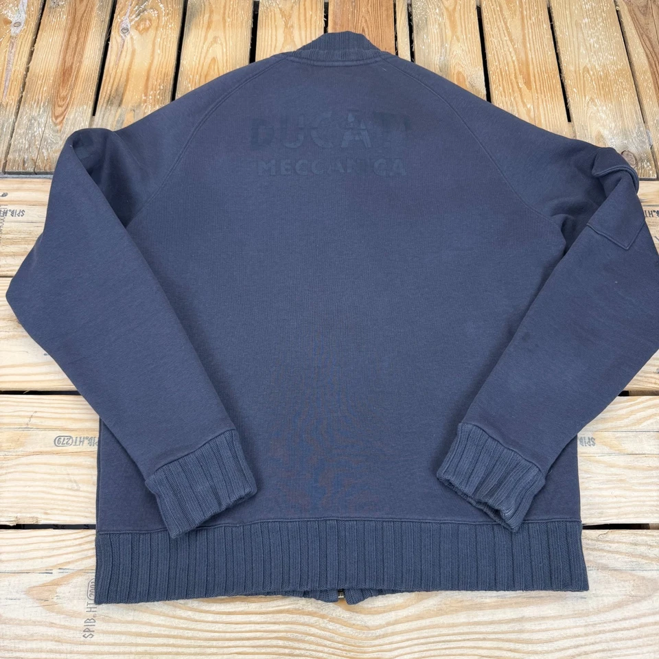 Chaqueta deportiva retro Ducati Meccanica cremallera completa para hombre mediana gris oscuro vintage moto Foto 2 de 4