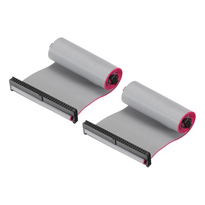 IDC 60Pin Flat Ribbon Cable 2.0mm Pitch FC to FC Connector 30cm Length Grey 2Pcs