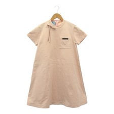 PRADA Pocket T Tunic Dress 33540 A-line Triangular Stitch Ribbon Used NE51-0