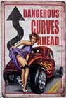 TIN SIGN 8x12 Sexy Cute Girl Hot Rod Car Auto Mechanic Garage Shop Dangerous S1