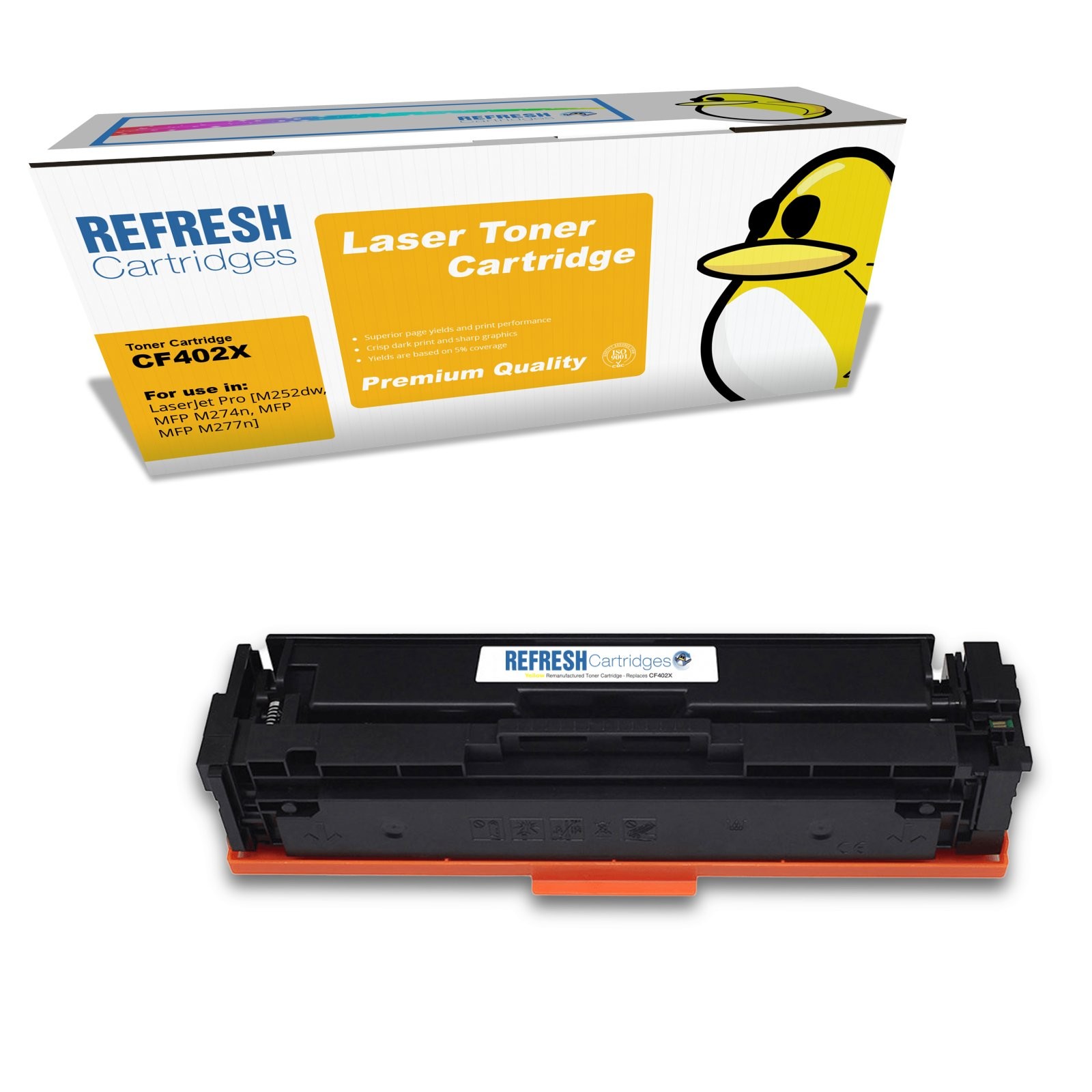 Refresh Cartridges Replacement Yellow CF402X Toner Compatible With HP Printers