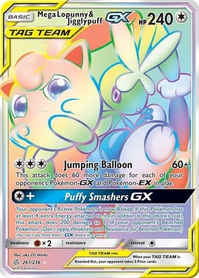Mega Lopunny & Jigglypuff GX - 261/236 - Pokemon Cosmic Eclipse Sun Moon NM