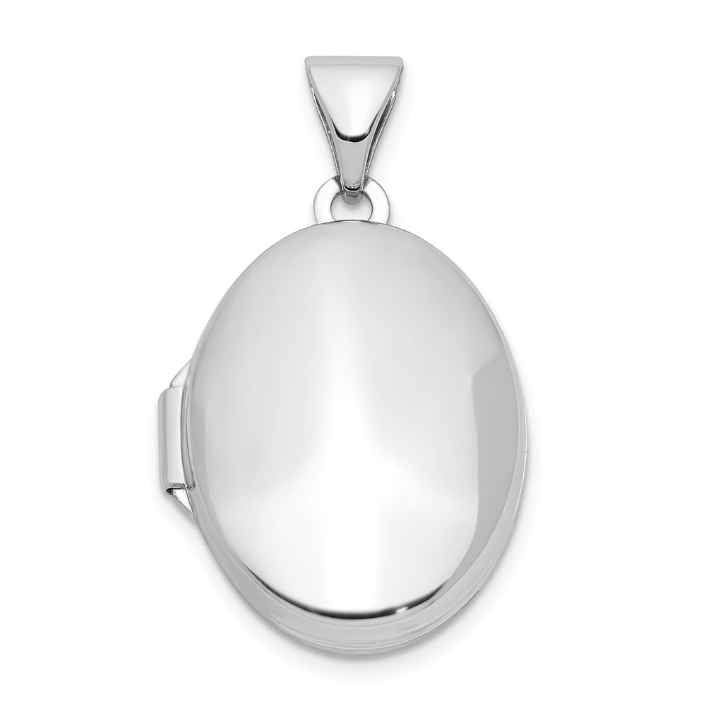 Sterling Silver Rhodium-plated Polished 17mm Domed Oval Locket Pendant 1.31gm