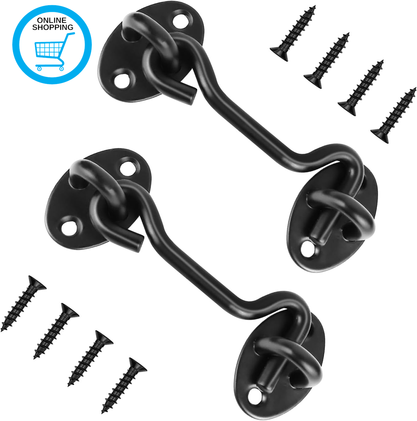 2 PCS 4 Inch 100Mm Hook and Eye Latch, Cabin Hook Stainless Steel Door Lock Hook
