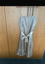 Debut Beige Strapless A-Line Midi Dress Sleeveless Belted Ruffle Size 16