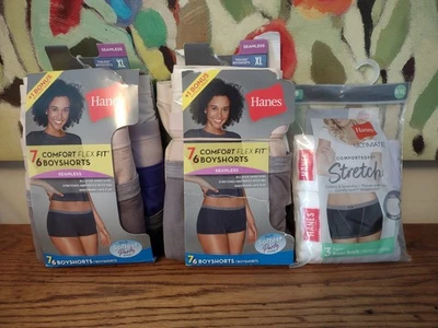 14 Pair Hanes Women's XL 8 Comfort Flex Fit Boy Shorts Tagless - Image 1 of 4