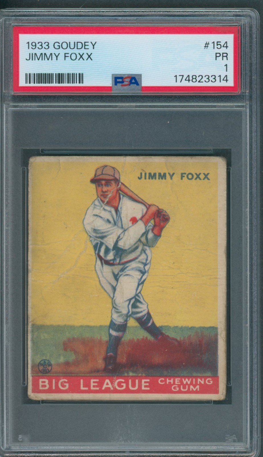 1933 Goudey #154 Jimmy Foxx PSA PR 1 *3314