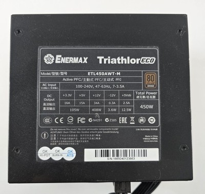 Enermax Triathlor ECO Power Supply Netzteil 450W ETL450AWT-M Fehlende Kabel