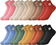 Eurzom Women’s Crew Socks 10 Pairs Elastic Cotton Lightweight Cute Ankle Length
