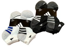 6 PAIRS Adidas Men's Low Cut Socks Cushioned ClimaCool, fit shoe size 6-12