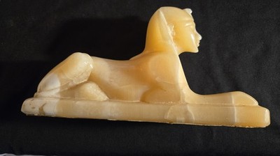 SPHINX Hand Carved Egyptian Alabaster Stone Sphinx 8.5'' x 2.5'', weighs 3 1/2 lbs