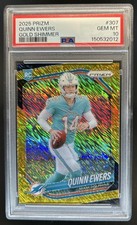2025 Panini Prizm Quinn Ewers RC Gold Shimmer Rookie #/10 Dolphins PSA 10