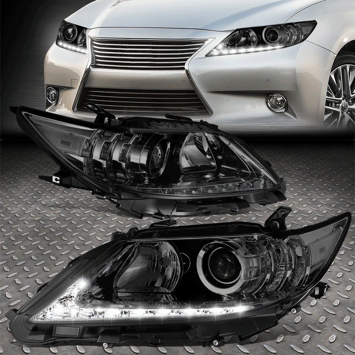 LEXUS ES 前期ヘッドライト LED DRL]FOR 13-15 LEXUS ES300H ES350 OE STYLE PROJECTOR HEADLIGHTS