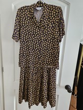 80s NWT PROPHECY 2 pc Set Top Skirt Pockets Buttons Navy Nautical Vtg Sz 10/14