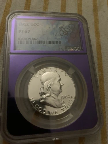 1962 NGC PF67 SILVER PROOF FRANKLIN HALF DOLLAR  50C TraderBee Purple CORE