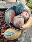 Vintage Terra-Cotta Mexican Clay Pottery Braided 12” Bowl 7 Fruit Pcs. Folk Art — photo 8