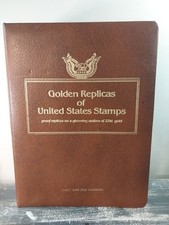 Collection of 53 Gold Replica Collectible Stamps 22 Karat Gold 1918, 1985-1987