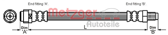 Metzger Bremsschlauch FüR Mercedes-Benz A-Klasse W169 W168 B-Klasse W245 414-image