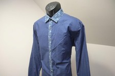 Express Slim Fit Dress Shirt Button Up Blue Floral Long Sleeve Mens Sz Large