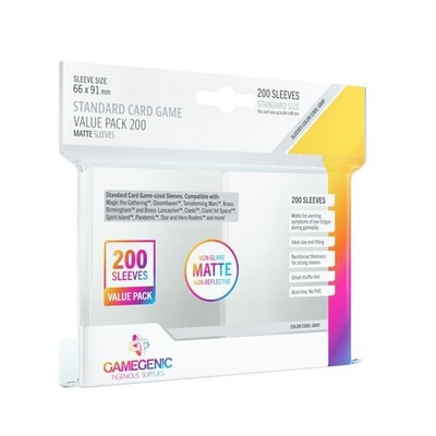 Gamegenic - MATTE Standard Card Game Value Pack Clear (200 Sleeves) Kartenhüllen