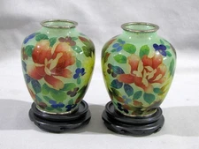 Vintage PAIR OF JAPANESE PLIQUE-A-JOUR CLOISONNE VASES