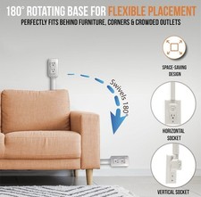 EZ Outlet Electrical Outlet Extender. Access Hard-To-Reach Outlets Features U...