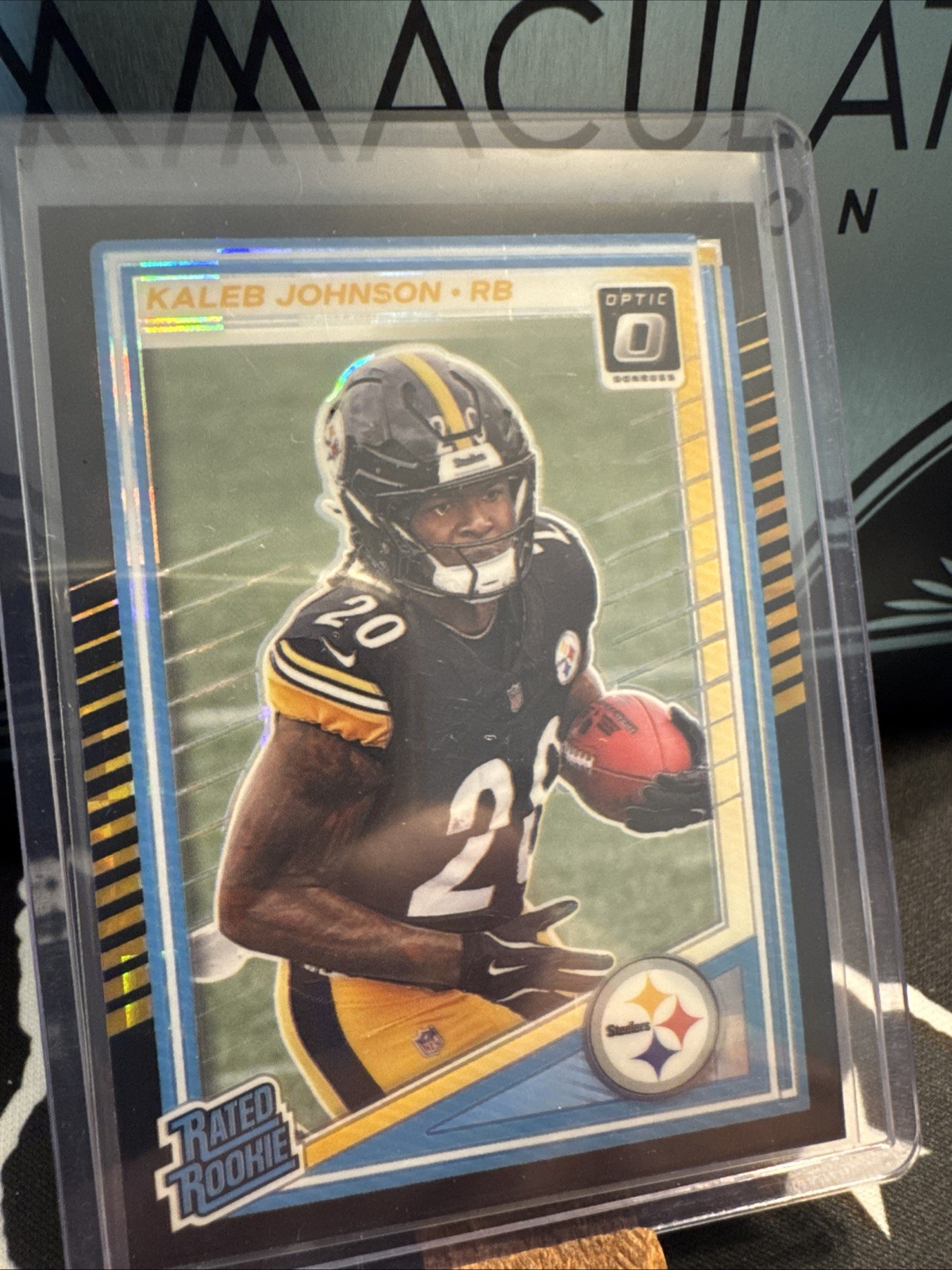 2025 Donruss Optic-Black Pandora Prizm Kaleb Johnson /25 (RC)(SSP) #232 STEELERS