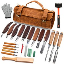 Deluxe Wood Carving Kit whittling kit, 25 Piece Wood Carving Tools with Thick...