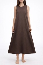 NWT Zara Women's Linen Blend A-Line Maxi Dress Brown Size XS 4437/060