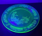 Federal Glass Sharon Cabbage Rose Green Uranium 9" Plate