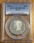 1997-S 50c SILVER PCGS PR70DCAM KENNEDY HALF DOLLAR PROOF DEEP CAMEO