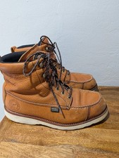 MENS 8" STEEL TOE GENUINE LEATHER MOC TOE SAFETY LIGHT BROWN WATER RESISTAT BOTA