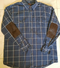 Ridgecut Toughwear Navy Plaid Cotton Button Shirt Men XL Long Sleeve Work A6