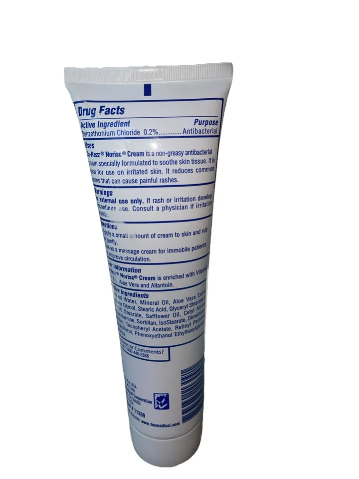 Ca-Rezz Cuidados Antibacterianos com a Pele, Creme Norisc, Aloe Vera e Vitaminas 9,7 oz, NOVO - Imagem 2 de 2