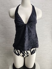 NWT Cupshe Two Pieces Tankini Size Medium Black Halter With Cream  Black Bottom