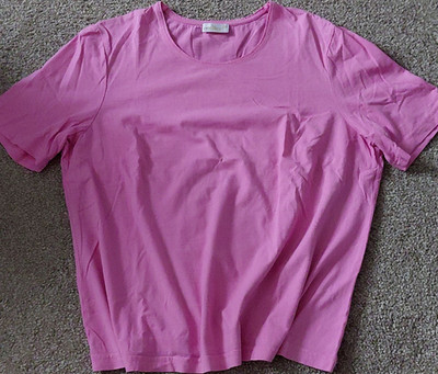 atelier gs Damen T-Shirt Kurzarm Rundhals Baumwolle Rosa Basic Gr. 46